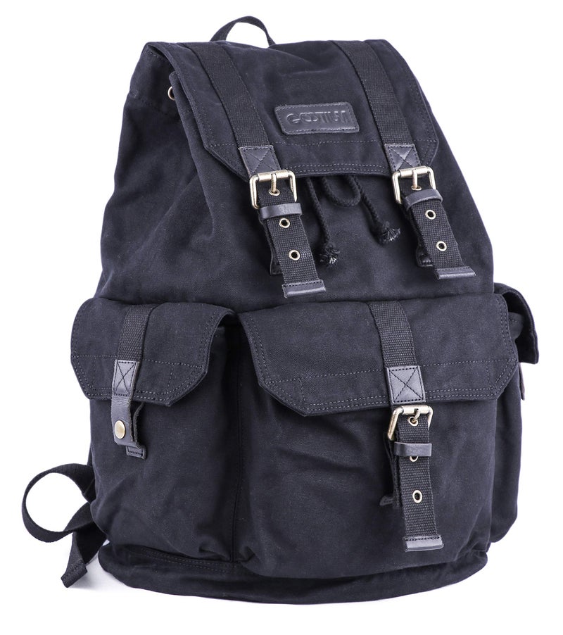 GOOTIUM 21101BLK Specially High Density Thick Canvas Backpack Rucksack,Black - Image 2